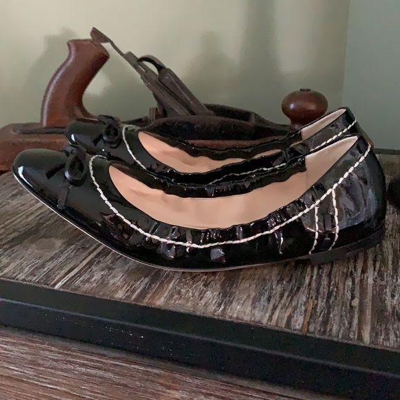 Giorgio ARMANI Black Patent Leather Ballerina Flat - Picture 1 of 13